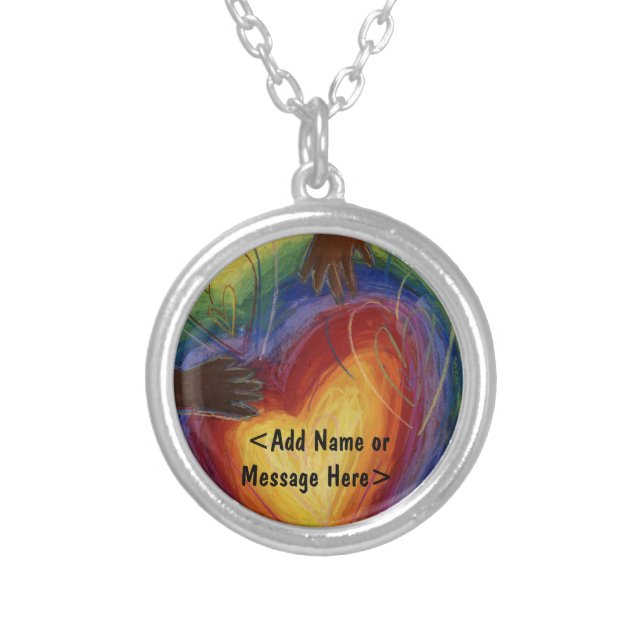 Hands & Hearts Love Art Jewelry Pendant Necklace (Front)