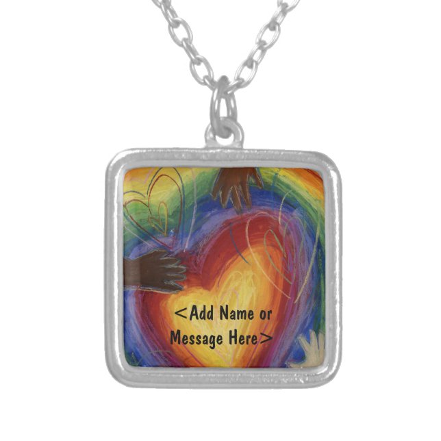 Hands & Hearts Love Art Jewelry Pendant Necklace (Front)