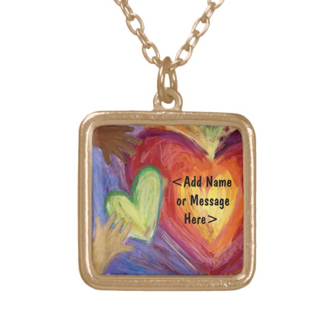 Hands & Hearts Love Art Jewelry Pendant Necklaces (Front)