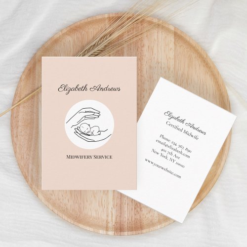  Hands holding a baby illustration light brown Business Card