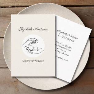 Hands holding A Baby - Line Art Illustration Business Card