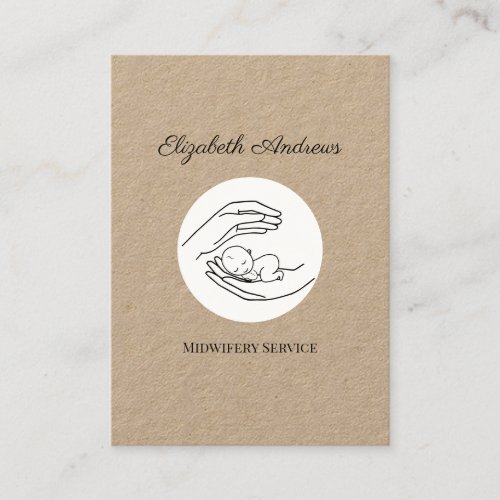 Hands holding a baby _white dot_simpel_modern business card