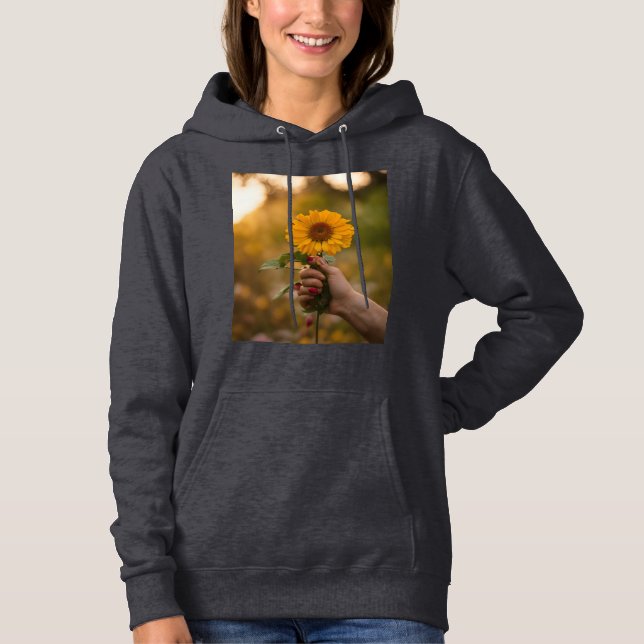Hands Holding a Flower women's hoodies design (Front)