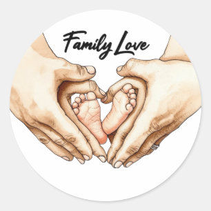 Hands Holding Baby Feet Classic Round Sticker