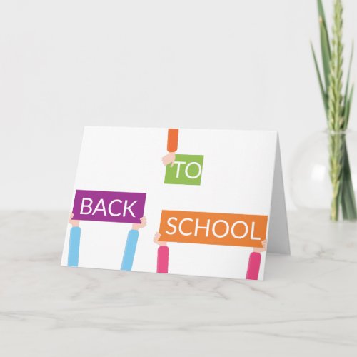 Hands holding BACK TO SCHOOL signs Card