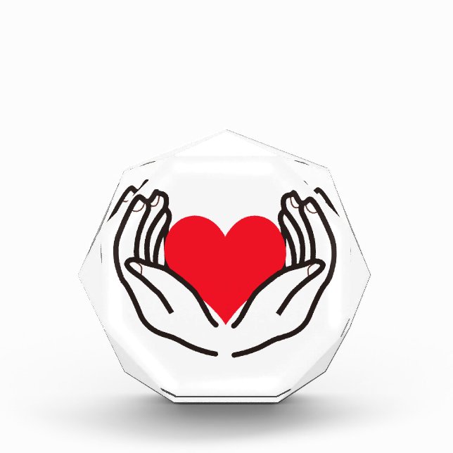 Hands Holding Heart Acrylic Award (Front)