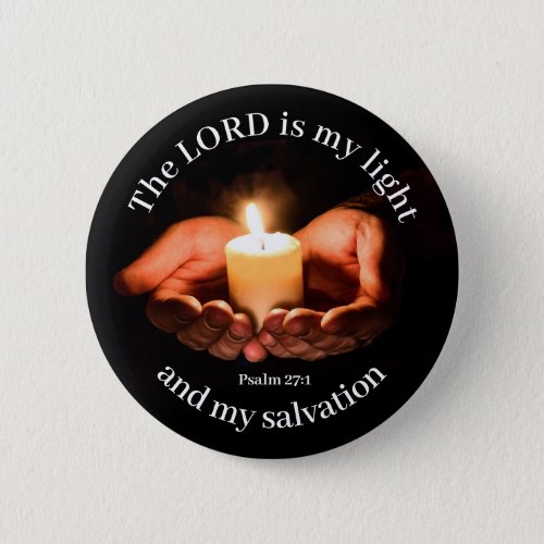 Hands Holding Lighted Candle with Bible message Button