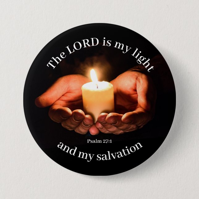 Hands Holding Lighted Candle with Bible message  Button (Front)