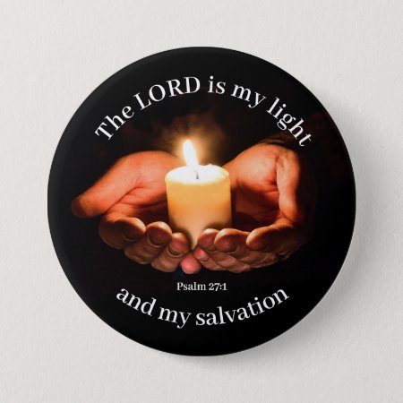 Hands Holding Lighted Candle With Bible Message  Button