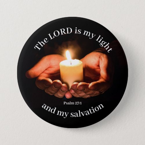 Hands Holding Lighted Candle with Bible message  Button