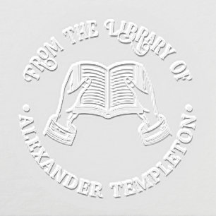 Hands Holding Open Book #1P Library Book Name Embosser