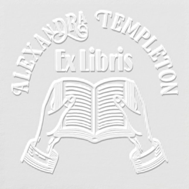 Hands Holding Open Book #1PS Ex Libris Book Name Embosser (Design)
