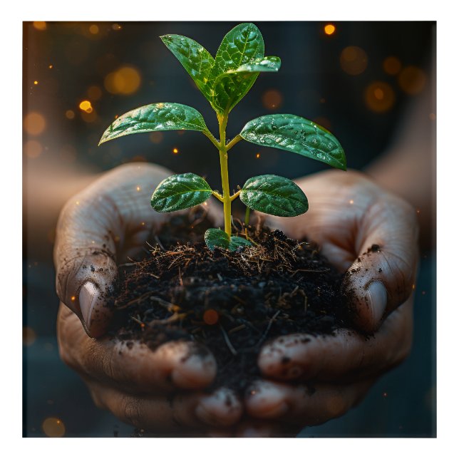 Hands Holding Seedling Growth Hope Art (Front)