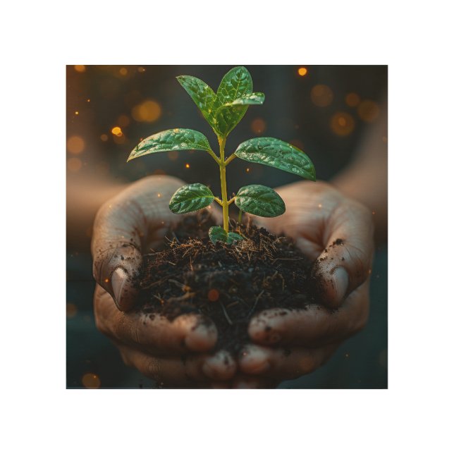 Hands Holding Seedling Growth Hope Art (Front)