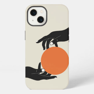 Hands holding the sun. Retro design iPhone 13 Case