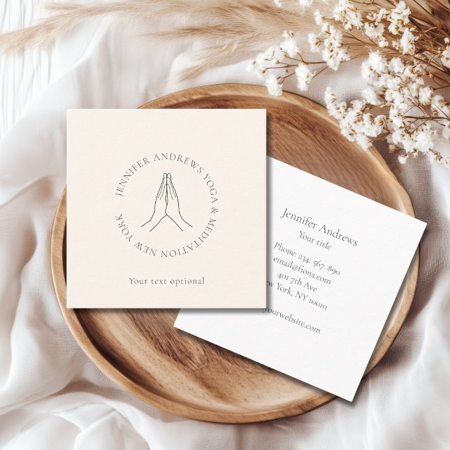 Hands Illustration Beige  Square Business Card (Hands Illustration Beige Business Cards)