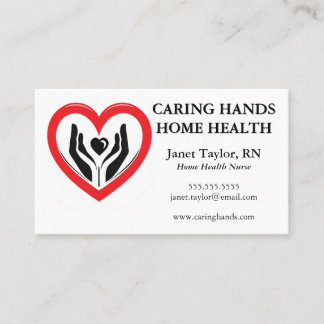 Hands in a Heart Home Health Nurse Business Card