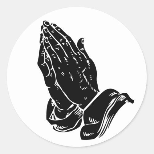 Hands In Prayer Classic Round Sticker