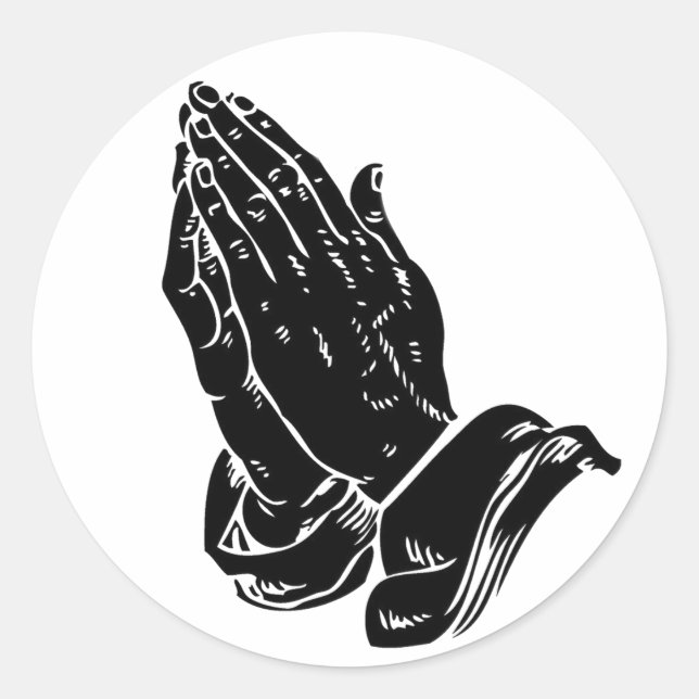 Hands In Prayer Classic Round Sticker (Front)