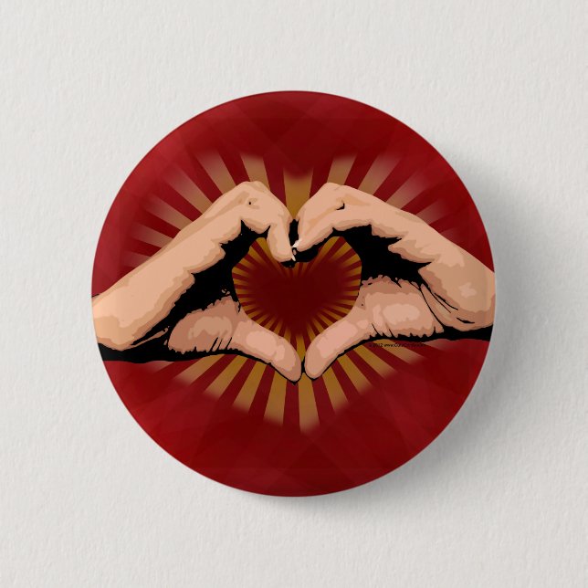 Hands in the Shape of a Heart, Love Design Button (Front)