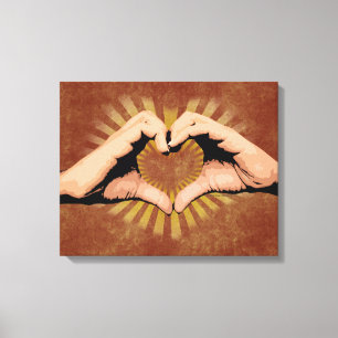 Hands in the Shape of a Heart, Love Design Canvas Print