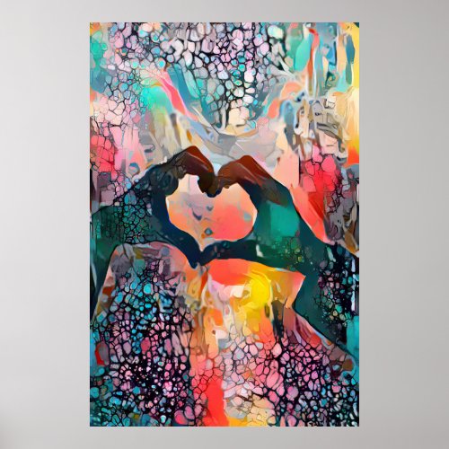 Hands in the Shape of a Heart Love Poster