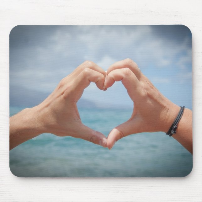 Hands making a heart mousepad- light background mouse pad (Front)