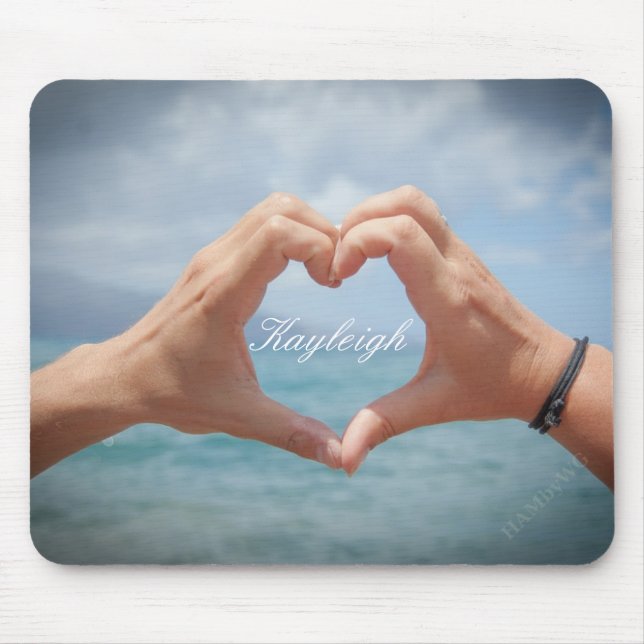 Hands making a heart mousepad- light background mouse pad (Front)