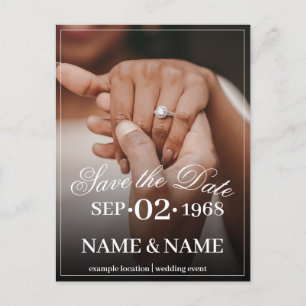 Hands of a Colored Wedding Couple with Ring Announcement Postcard
