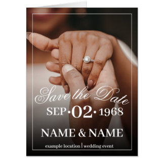 Hands of a Colored Wedding Couple with Ring Card