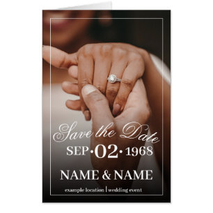 Hands of a Colored Wedding Couple with Ring Card
