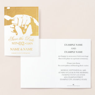 Hands of a Colored Wedding Couple with Ring Foil Card