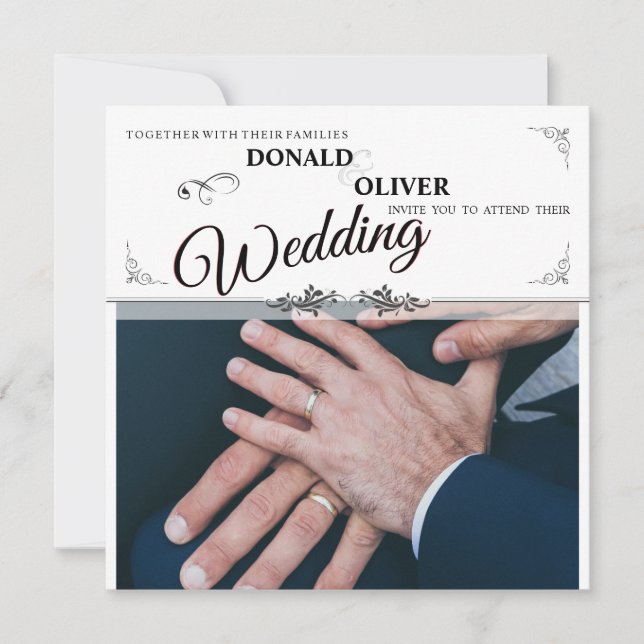Hands of a Gay Wedding Couple with Rings (Front)