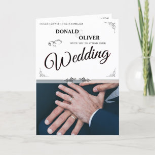 Hands of a Gay Wedding Couple with Rings Announcement