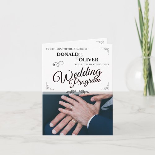 Hands of a Gay Wedding Couple with Rings Card