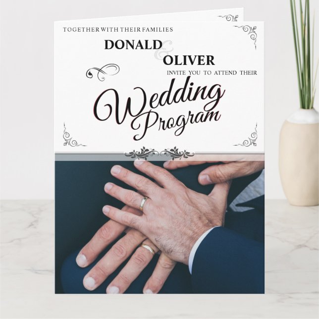 Hands of a Gay Wedding Couple with Rings Card (Front)