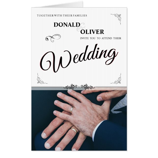 Hands of a Gay Wedding Couple with Rings Card (Front)