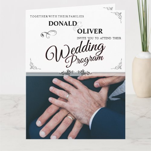 Hands of a Gay Wedding Couple with Rings Card