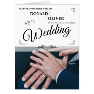 Hands of a Gay Wedding Couple with Rings Card