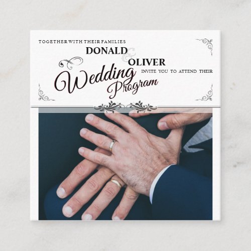 Hands of a Gay Wedding Couple with Rings Enclosure Card