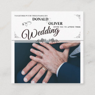 Hands of a Gay Wedding Couple with Rings Enclosure Card