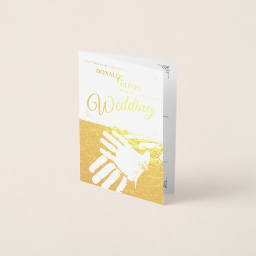 Hands of a Gay Wedding Couple with Rings Foil Card