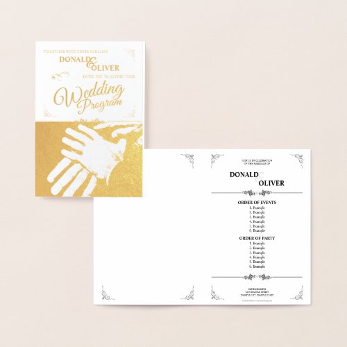 Hands of a Gay Wedding Couple with Rings Foil Card