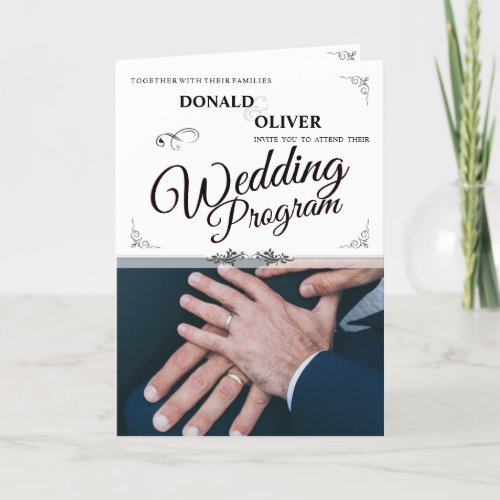 Hands of a Gay Wedding Couple with Rings Holiday Card