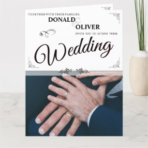 Hands of a Gay Wedding Couple with Rings Letterpress Thank You Card