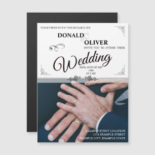 Hands of a Gay Wedding Couple with Rings Magnetic Invitation