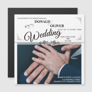 Hands of a Gay Wedding Couple with Rings Magnetic Invitation