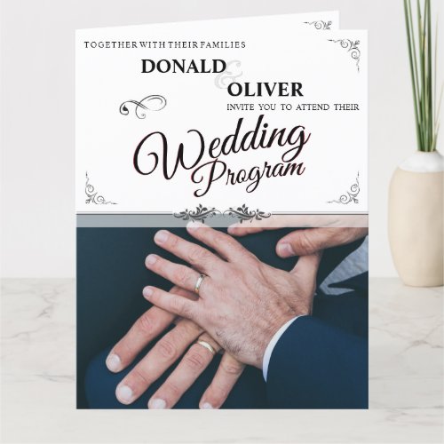 Hands of a Gay Wedding Couple with Rings Thank You Card