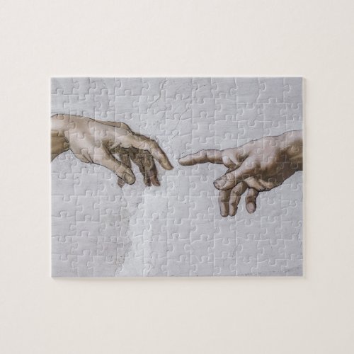 Hands of God and Adam by Michelangelo Jigsaw Puzzle