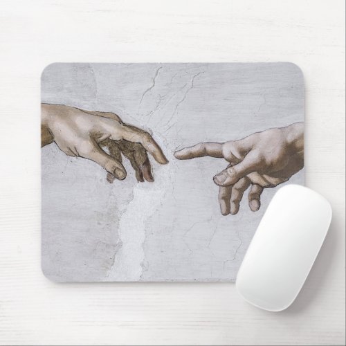 Hands of God and Adam by Michelangelo Mouse Pad